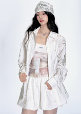Sheer Cutout 3-Piece Skirt Set
